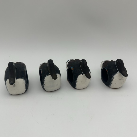 Set Of 4 Light Wood Hand Painted Duck‎ Napkin Rings - Picture 4 of 7